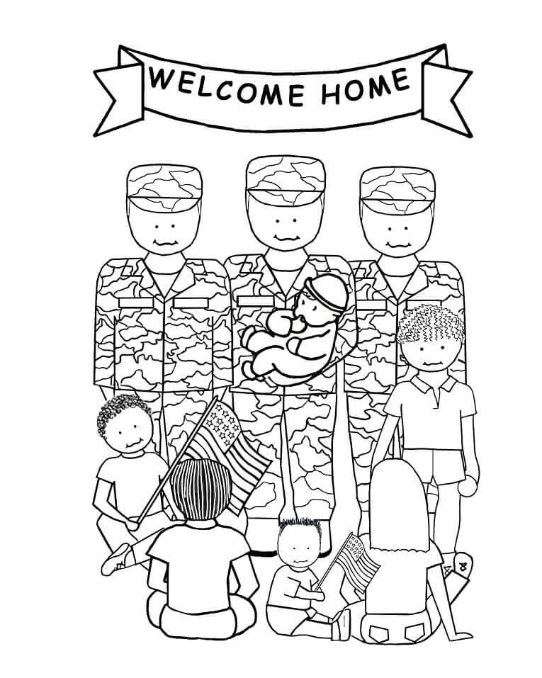 Dibujos de Bienvenido a casa veteranos para colorear