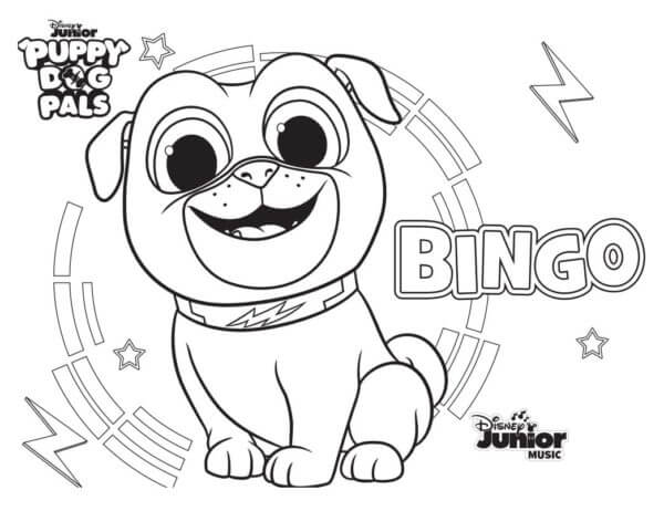 Dibujos de Bingo De Pug feliz para colorear