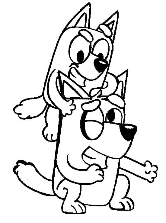 Dibujos de Bluey con Bingo para colorear