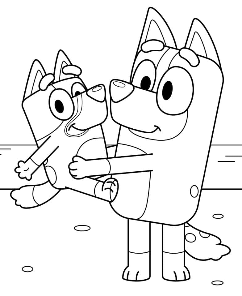 Bluey y Bingo para colorir