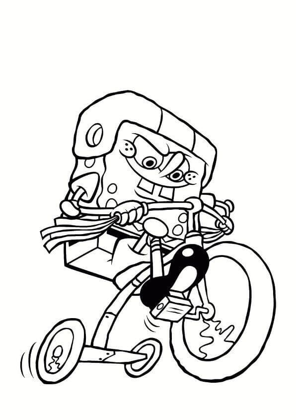 Bob Esponja en Triciclo para colorir