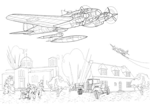 Dibujos de Bombardero Heinkel HE-11H-22 para colorear