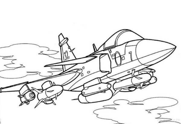 Bombardero Sueco Ligero con Armas para colorir