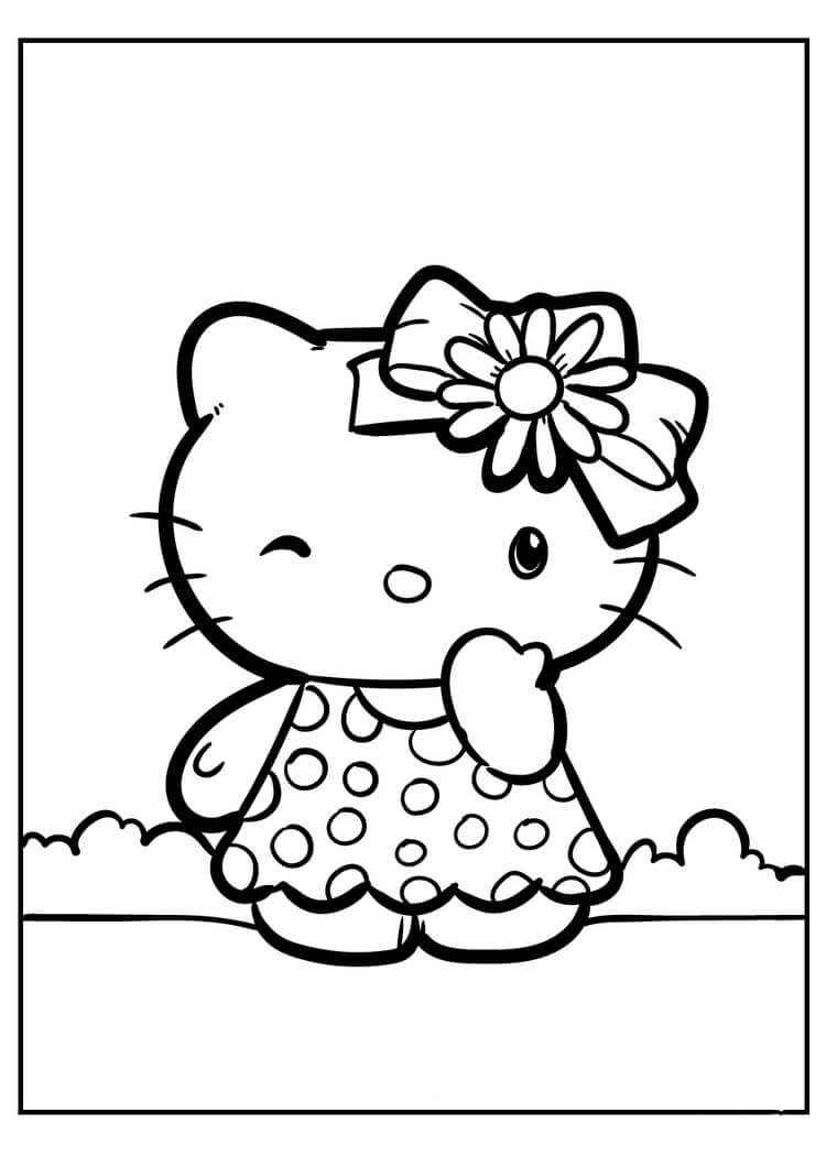 Dibujos de Bonita Hello Kitty para colorear