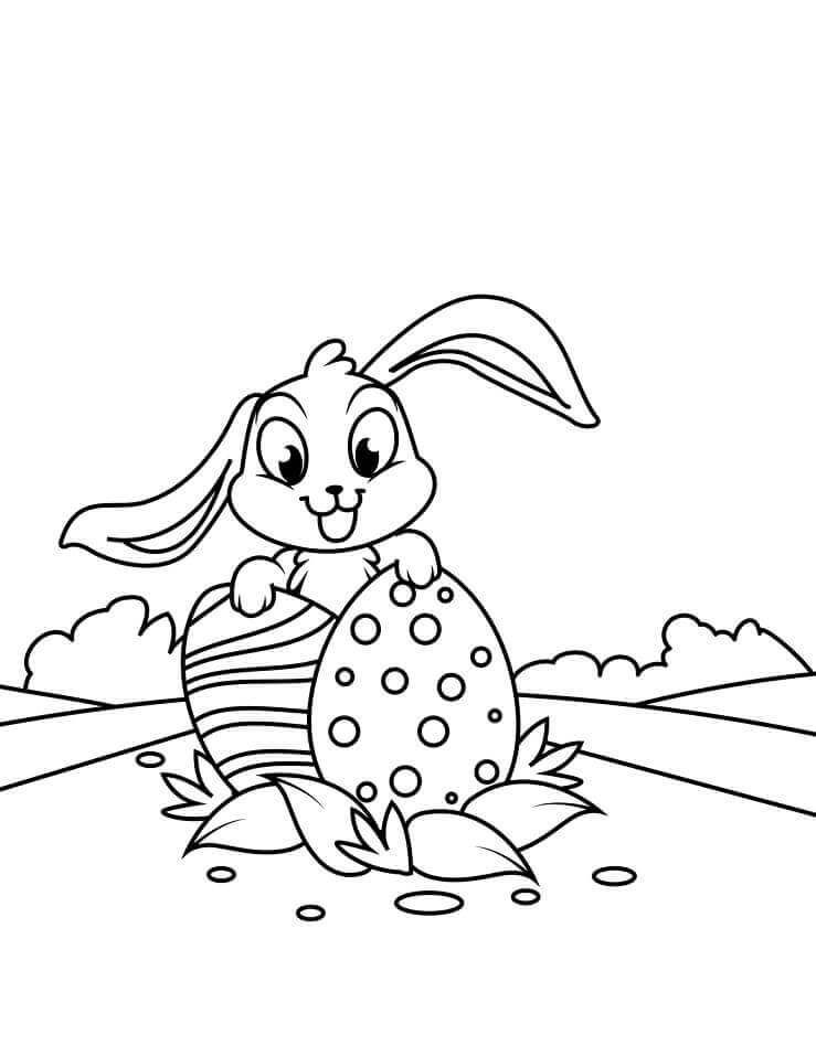 Dibujos de Bonito conejito de Pascua para colorear