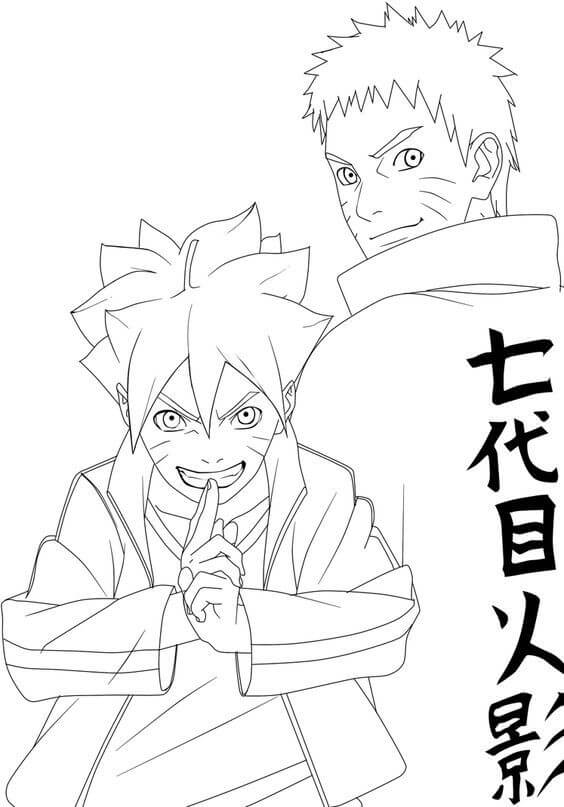 Boruto y Naruto para colorir