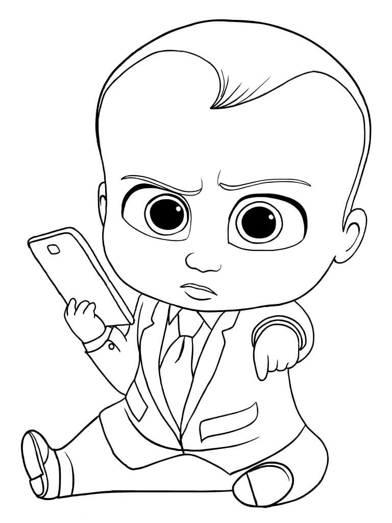 Dibujos de Boss Baby con Teléfono Inteligente para colorear