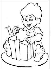 Boy Opening Gift Box para colorir