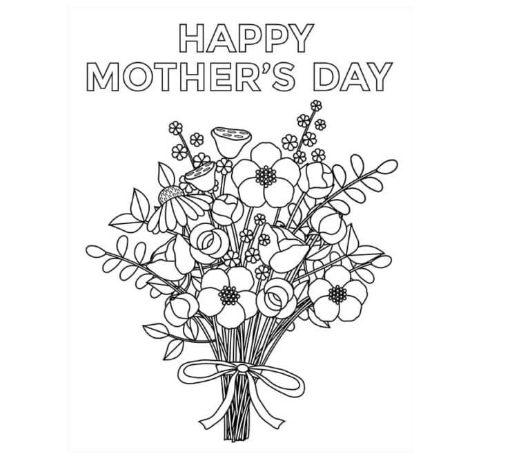 Dibujos de Brillante Ramo De Flores Para Tu Amada Madre para colorear