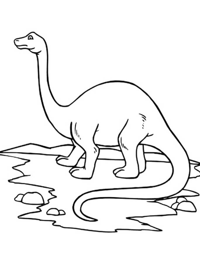Brontosaurio en el Agua para colorir