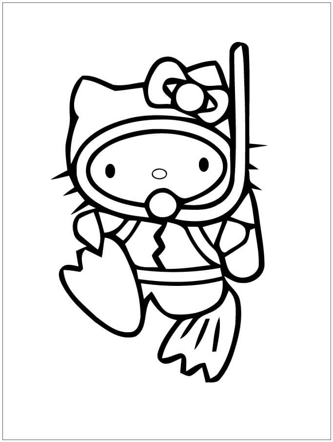 Dibujos de Buceo Hello Kitty para colorear