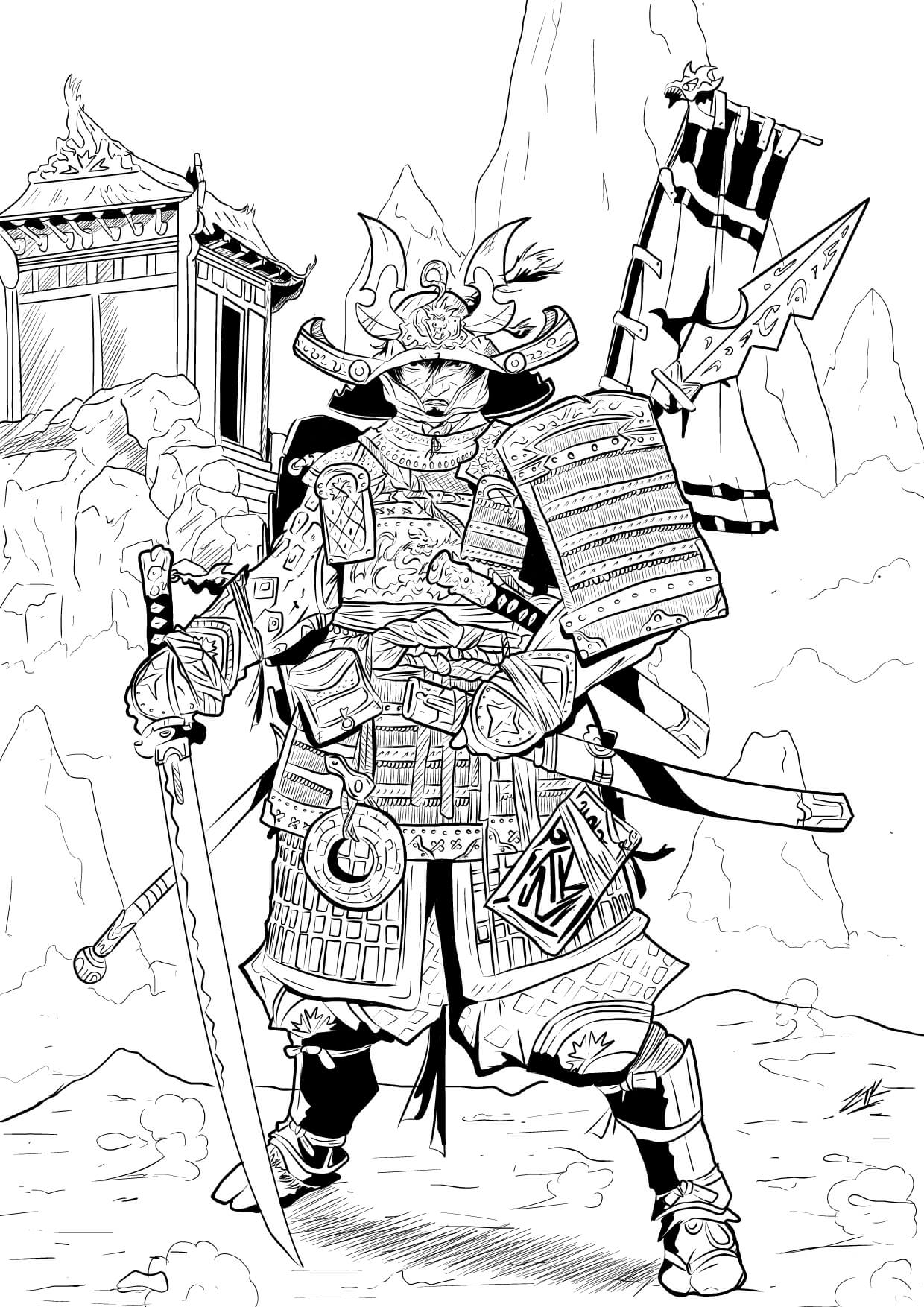 Dibujos de Buen Samurai para colorear