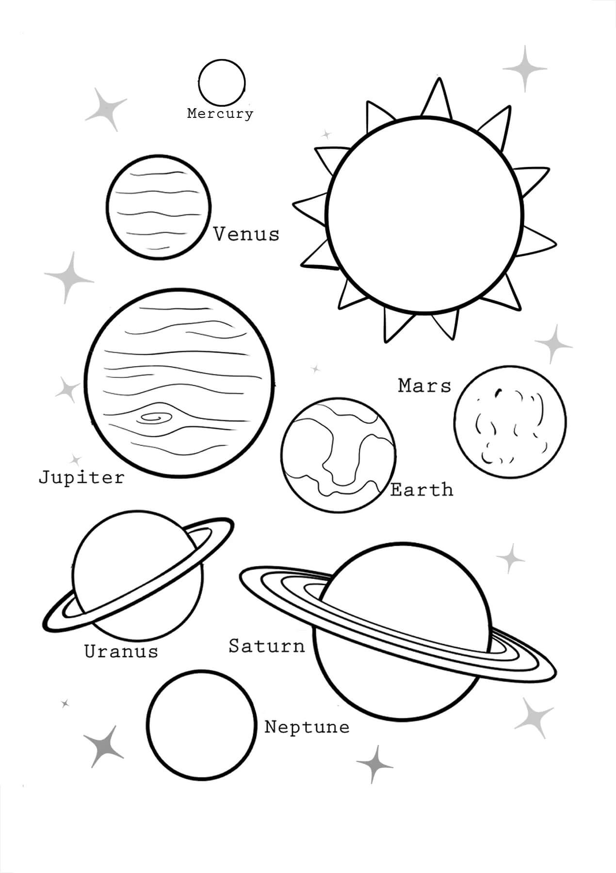 Dibujos de Buen Sistema Solar para colorear