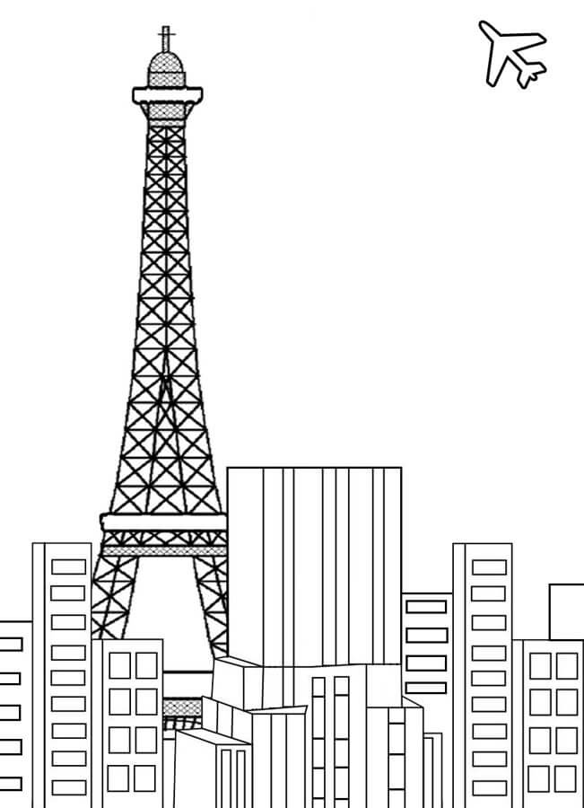 Buena ciudad de París para colorir
