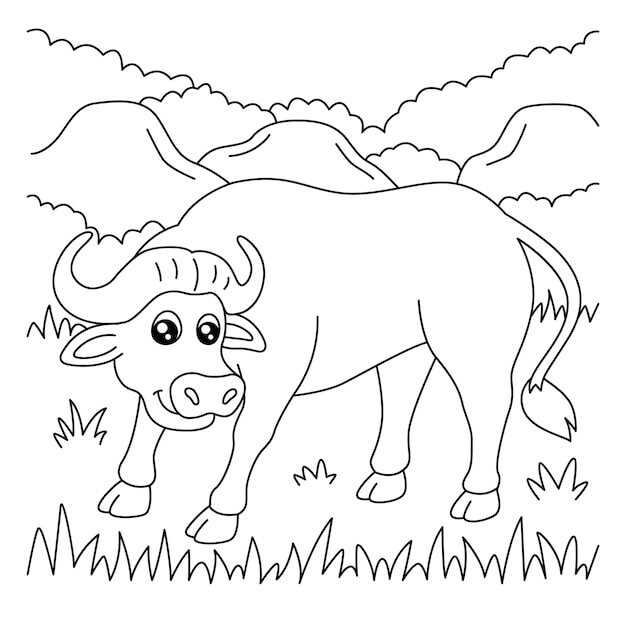 Dibujos de Búfalo Sonriente para colorear