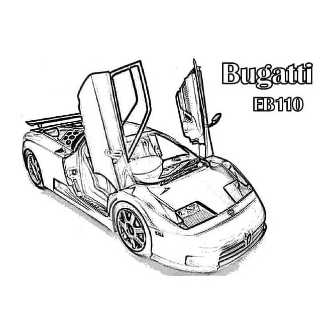 Bugatti EB110 Con Puertas Abiertas para colorir