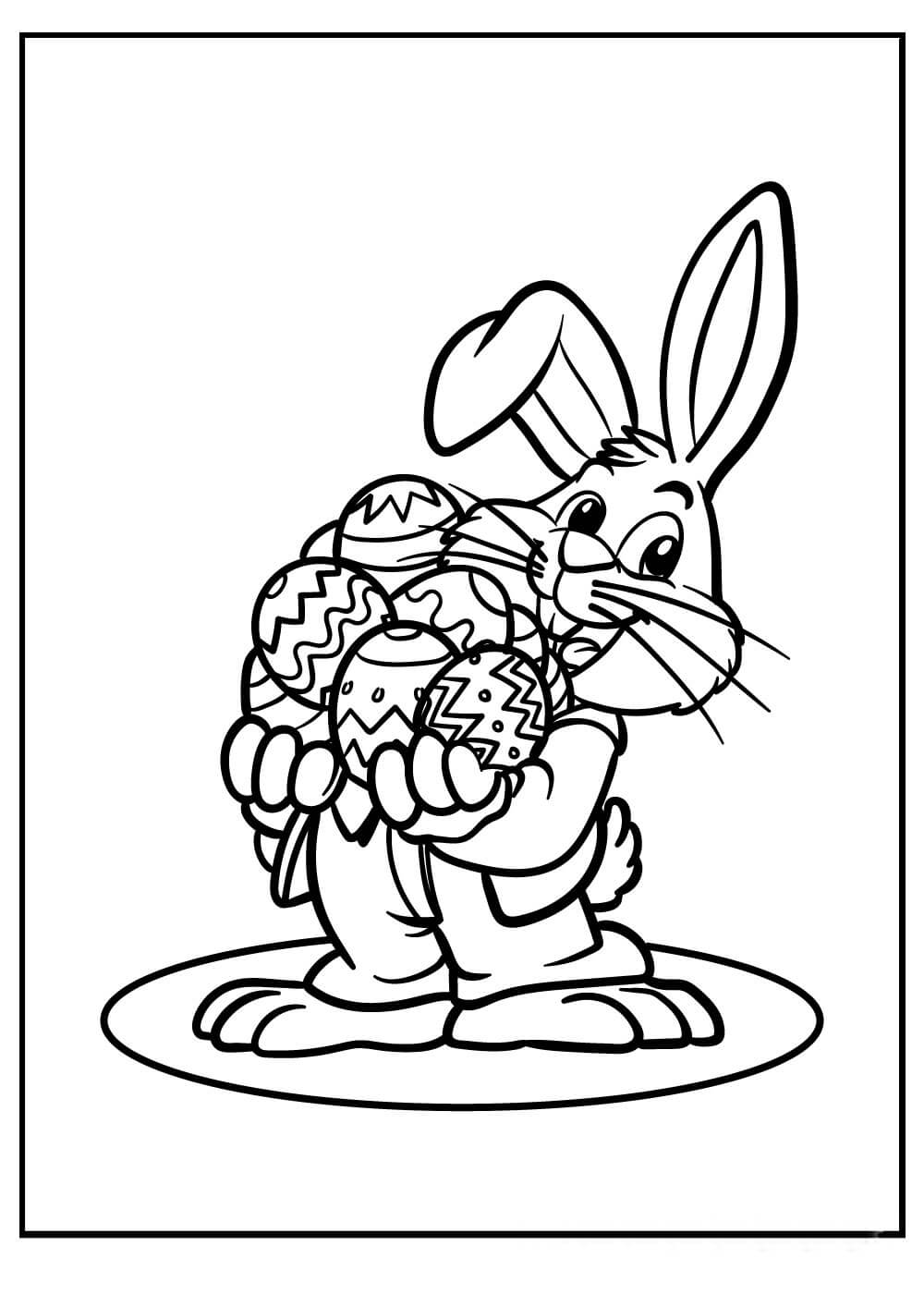 Dibujos de Bugs Bunny Sosteniendo huevos de Pascua para colorear