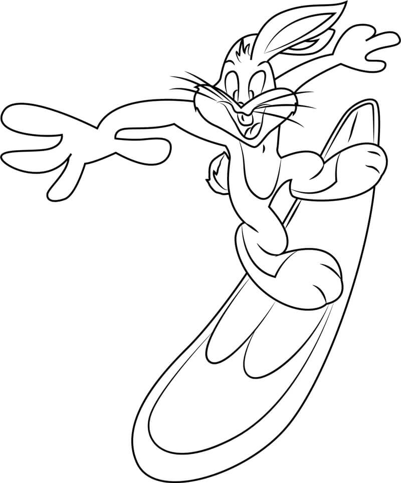 Dibujos de Bugs Bunny Windsurfing para colorear