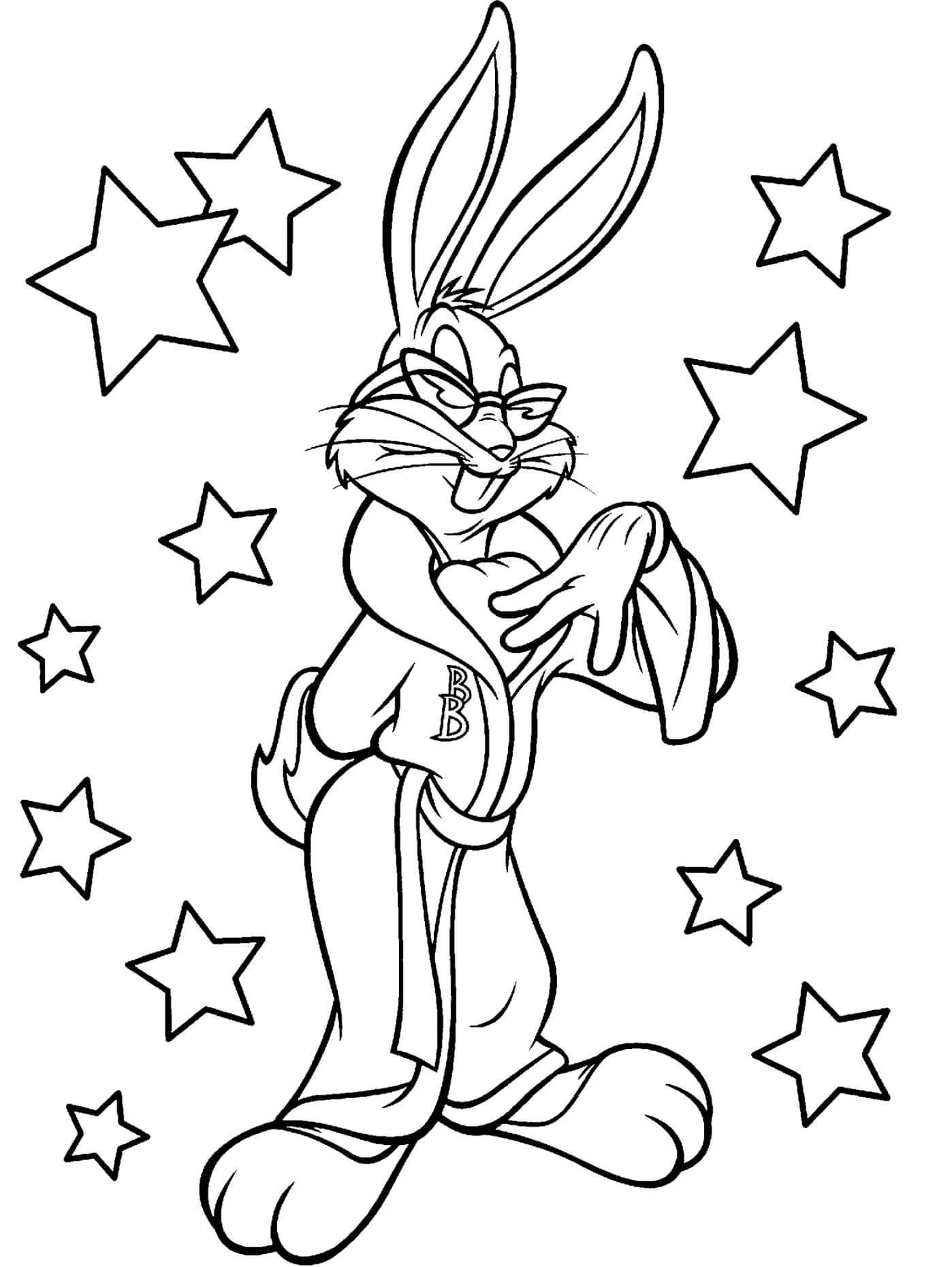 Dibujos de Bugs Bunny con Estrellas para colorear