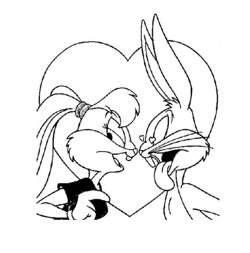 Dibujos de Bugs Bunny y Lola amor para colorear