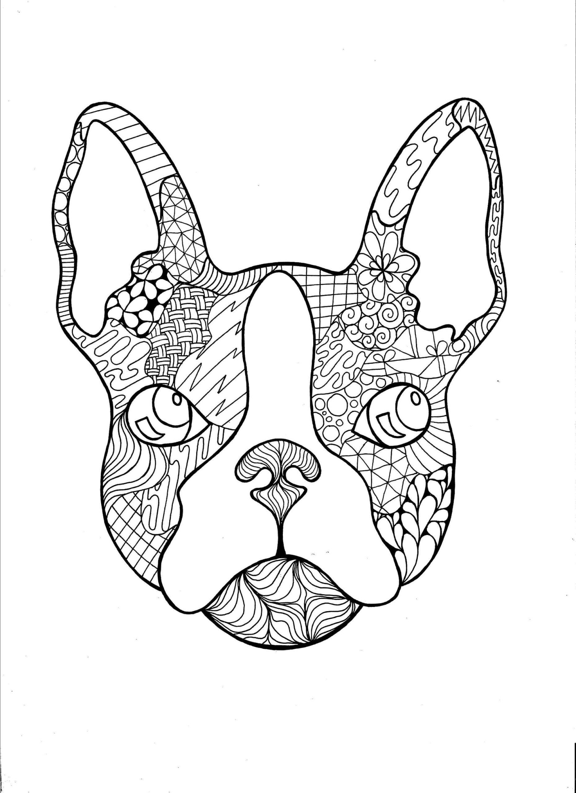 Dibujos de Bulldog Francés Zentangle para colorear