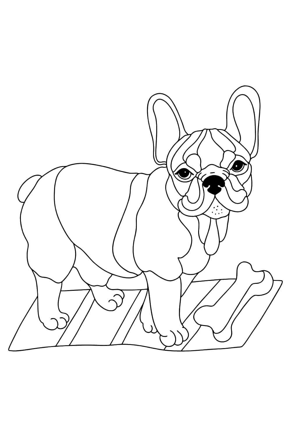 Dibujos de Bulldog con Hueso para colorear