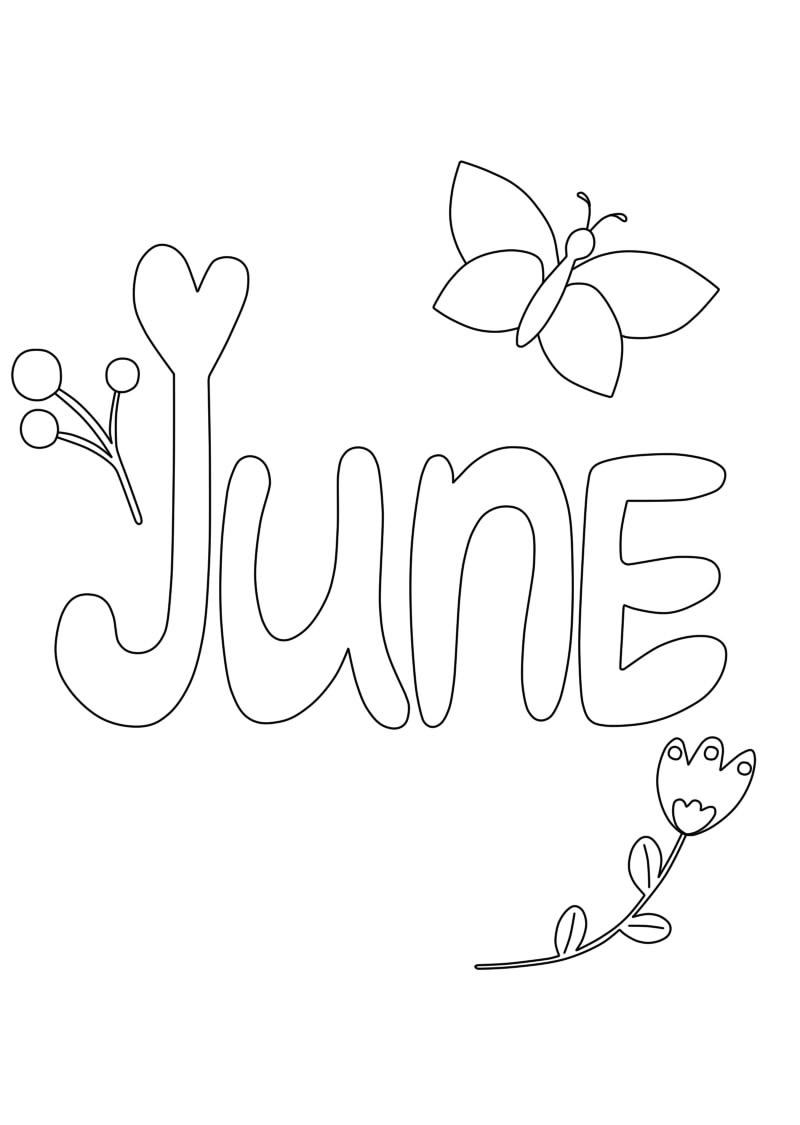 Butterfly with Flower in June para colorir