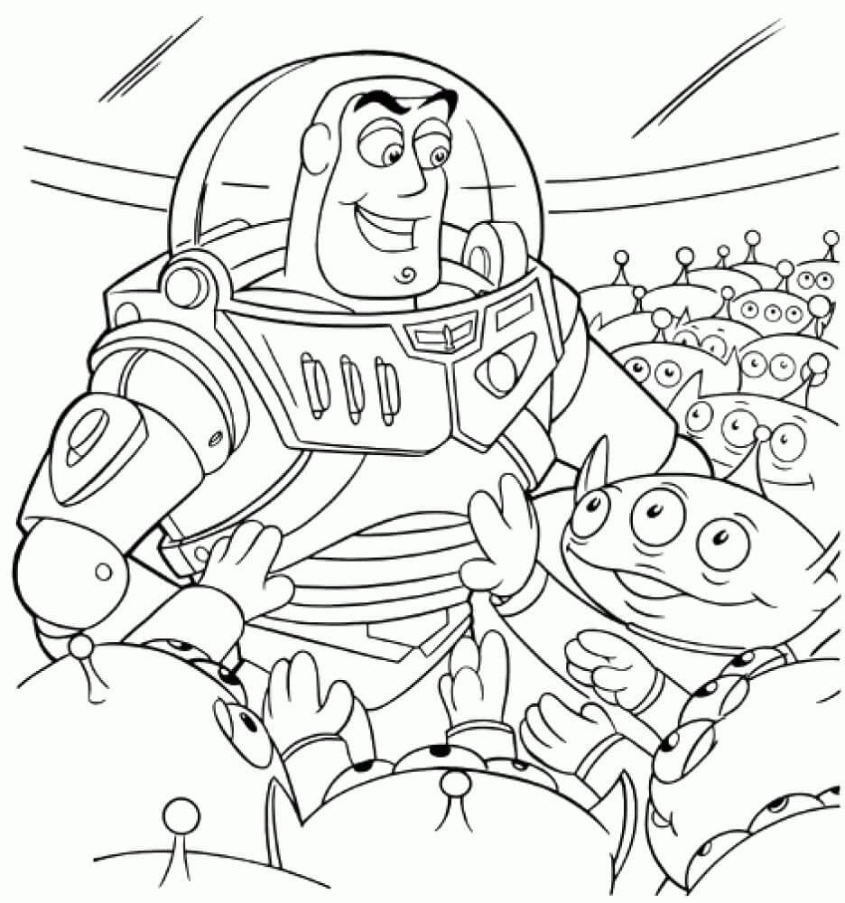 Buzz Lightyear y Extraterrestres para colorir