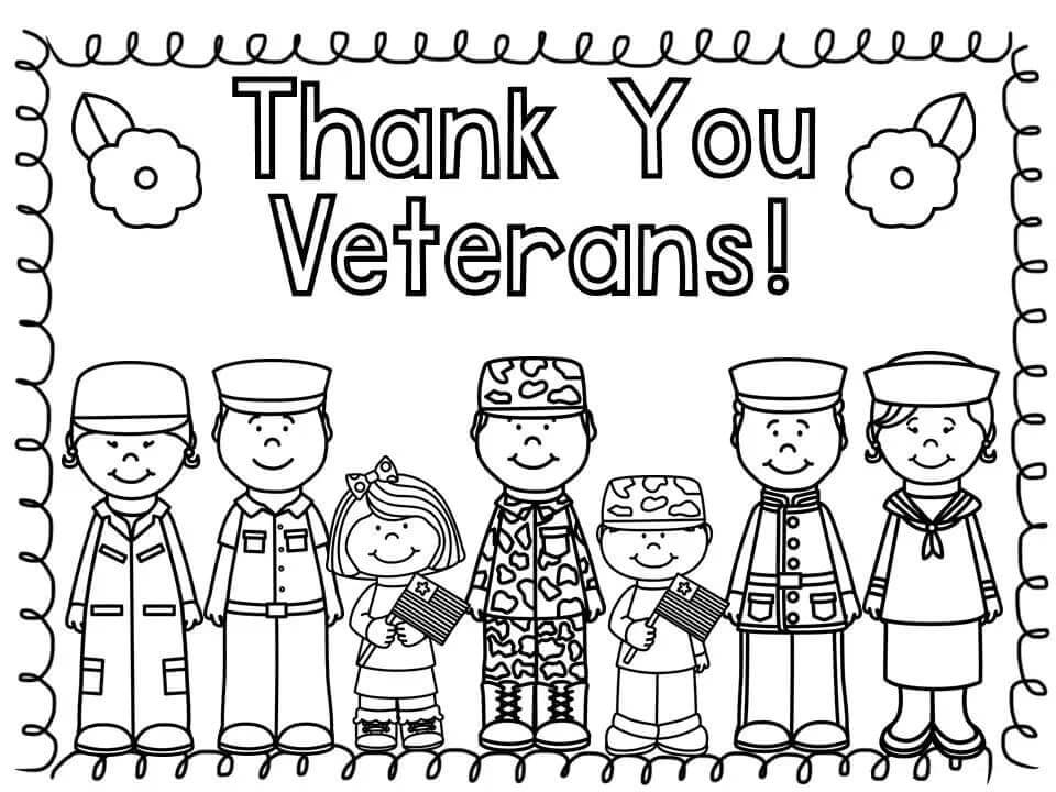 Dibujos de Básico Gracias Veteranos para colorear