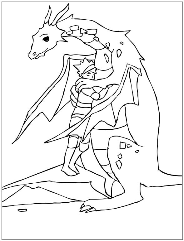 Dibujos de Caballero con Dragón para colorear