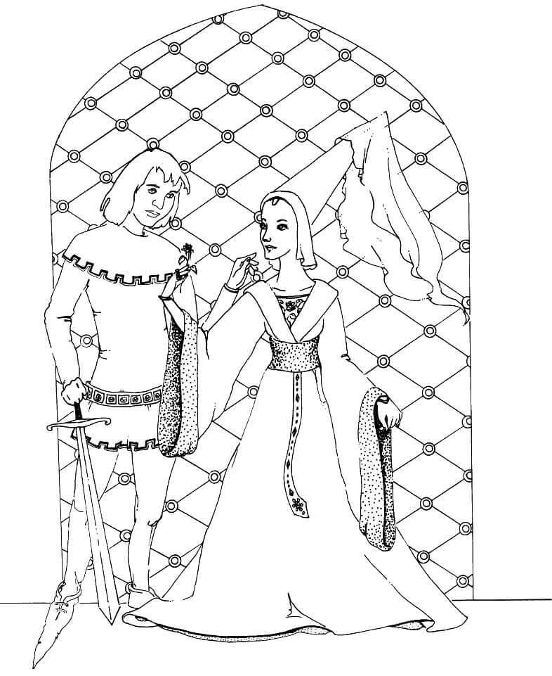 Dibujos de Caballero y Princesa para colorear