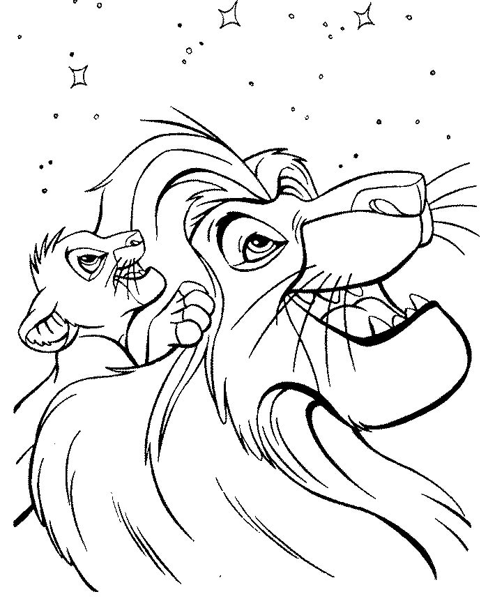 Dibujos de Cabeza De Mufasa y Simba para colorear
