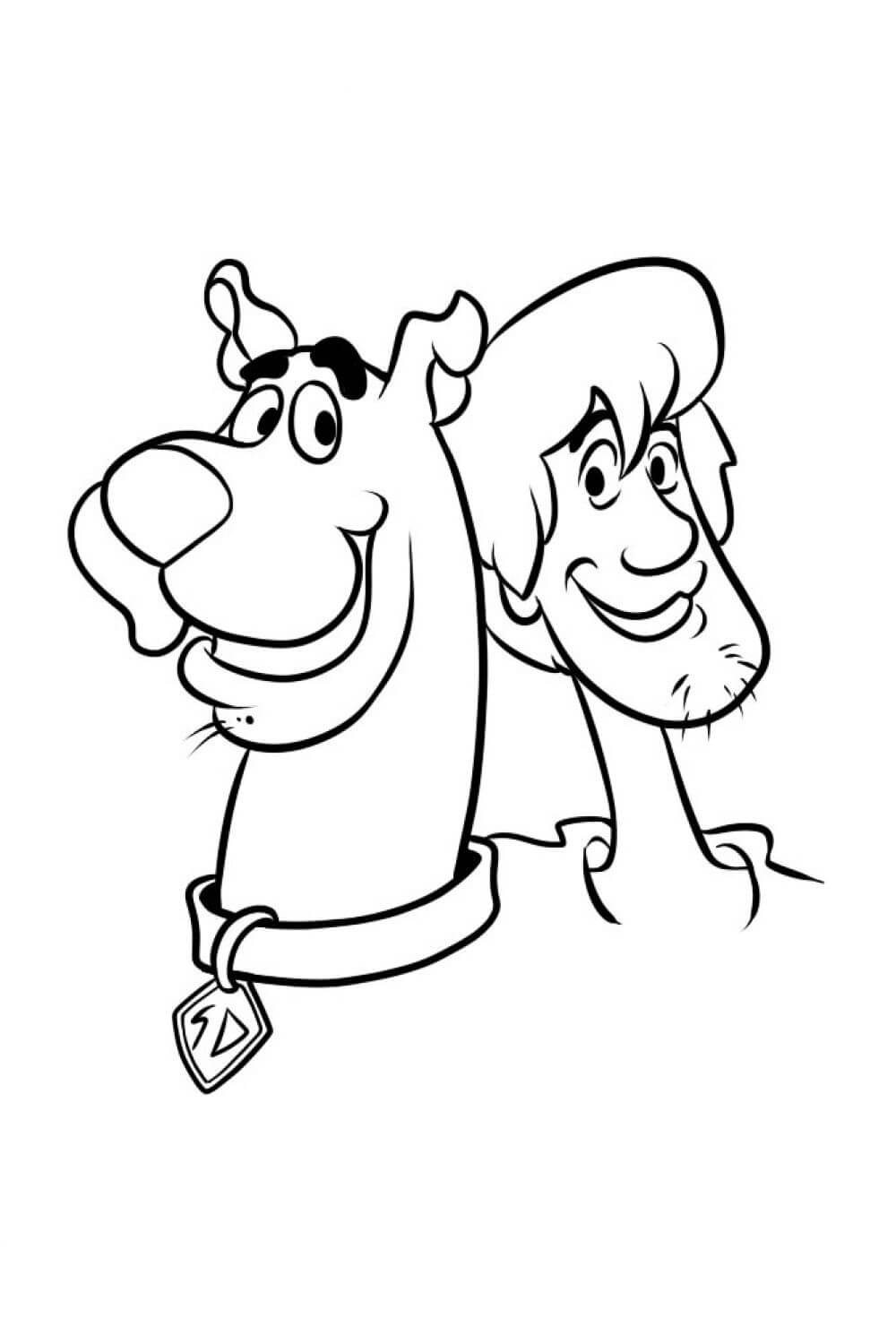 Dibujos de Cabeza Shaggy Rogers y Scooby Doo para colorear