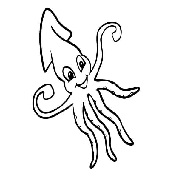 Dibujos de Calamar Divertido para colorear