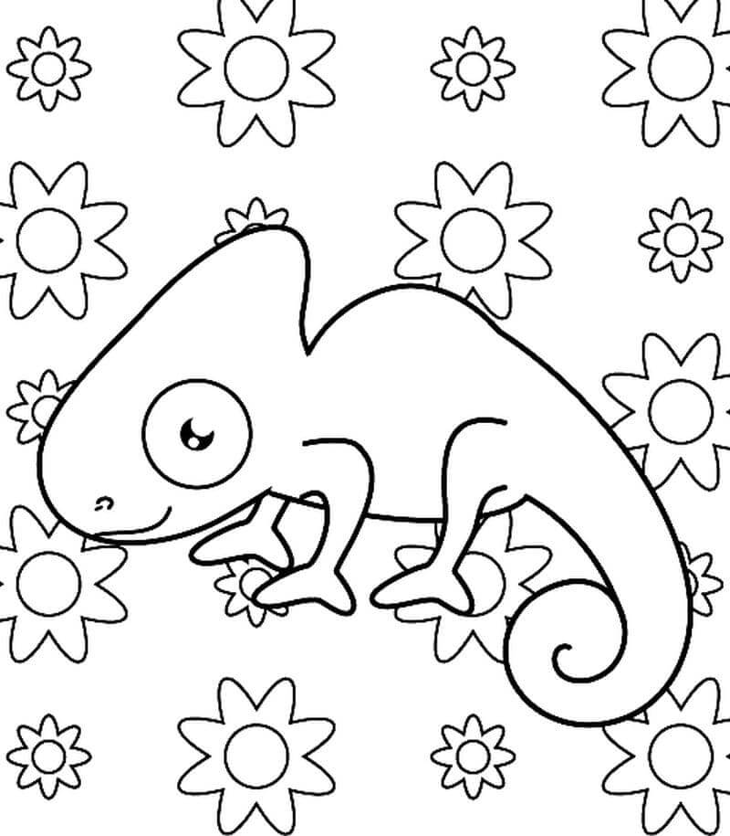 Camaleón de Dibujos Animados para colorir