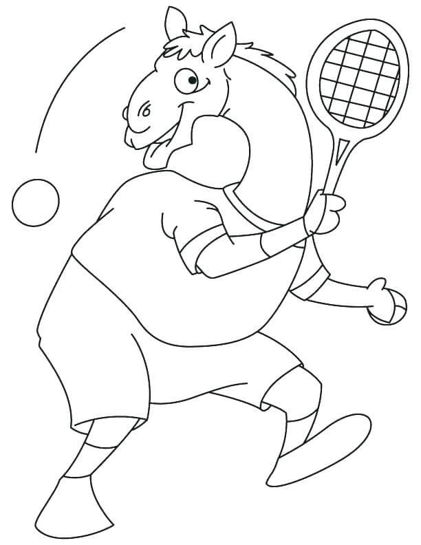 Camello, jugar al Tenis para colorir