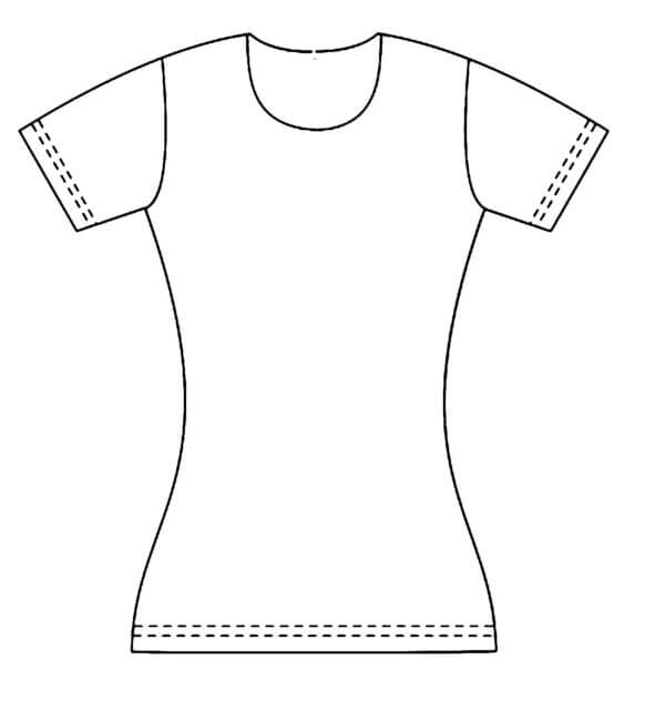 Camiseta Mujer Lisa para colorir