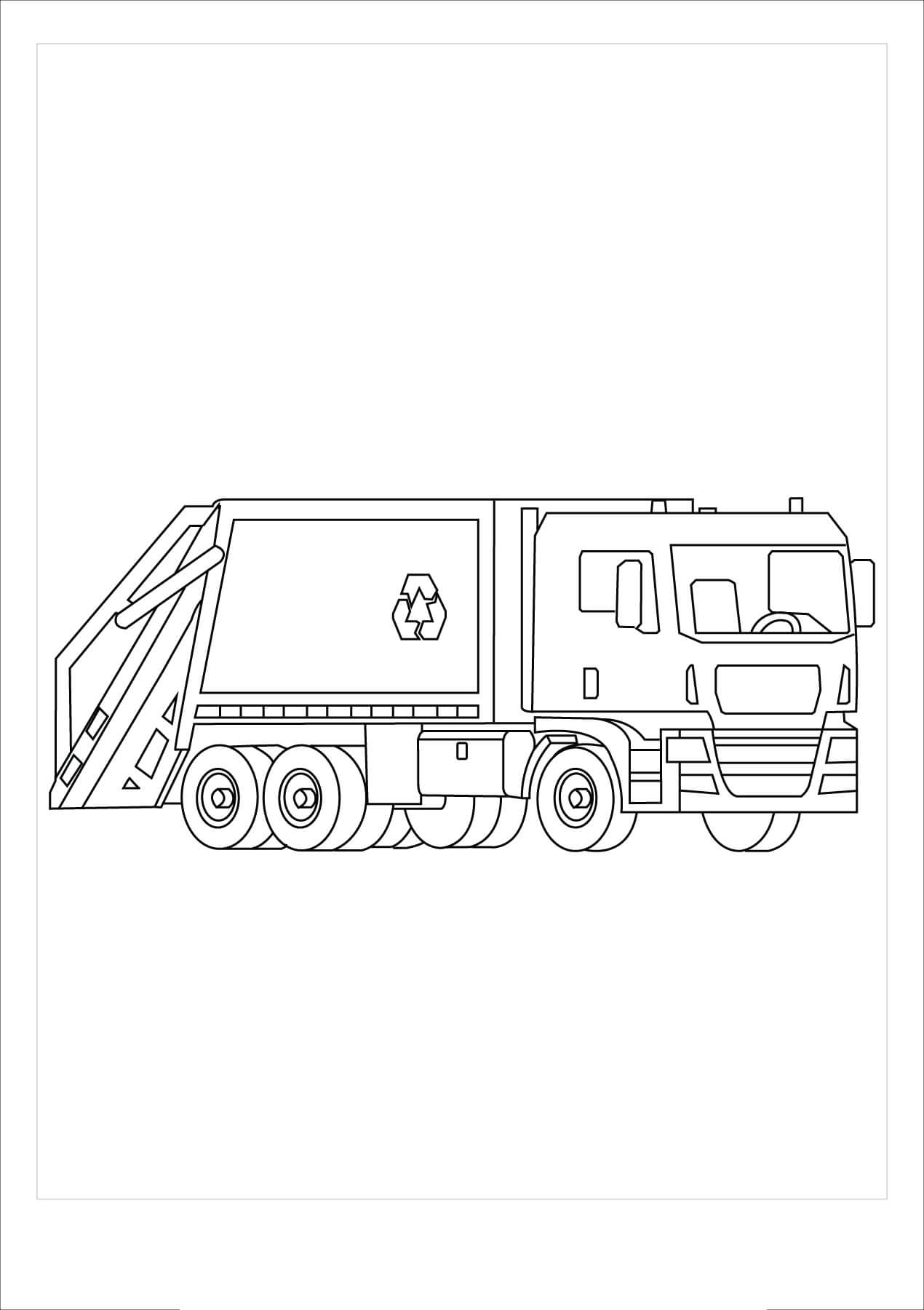 Dibujos de Camión de Basura con Cargador Trasero para colorear