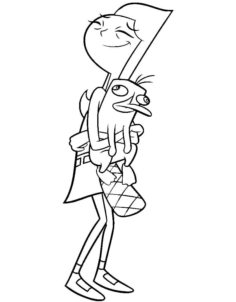 Dibujos de Candace Abrazando a Perry para colorear