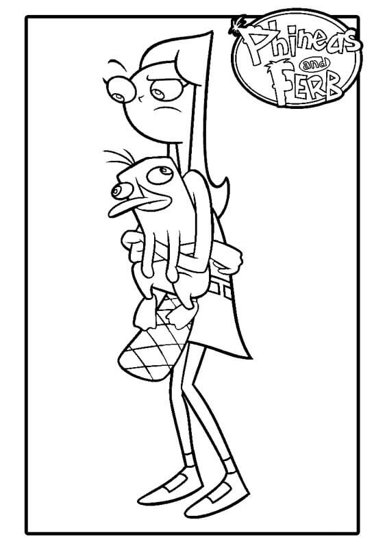 Dibujos de Candace Enojada Abrazando a Perry para colorear
