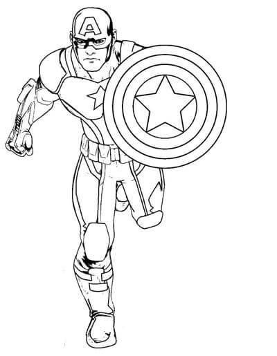 Capitán América Corriendo para colorir