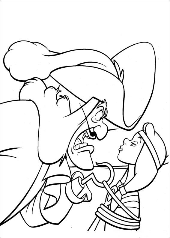 Capitán Garfio y Wendy para colorir