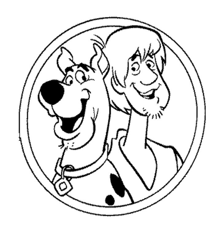 Cara Shaggy y Scooby Doo para colorir