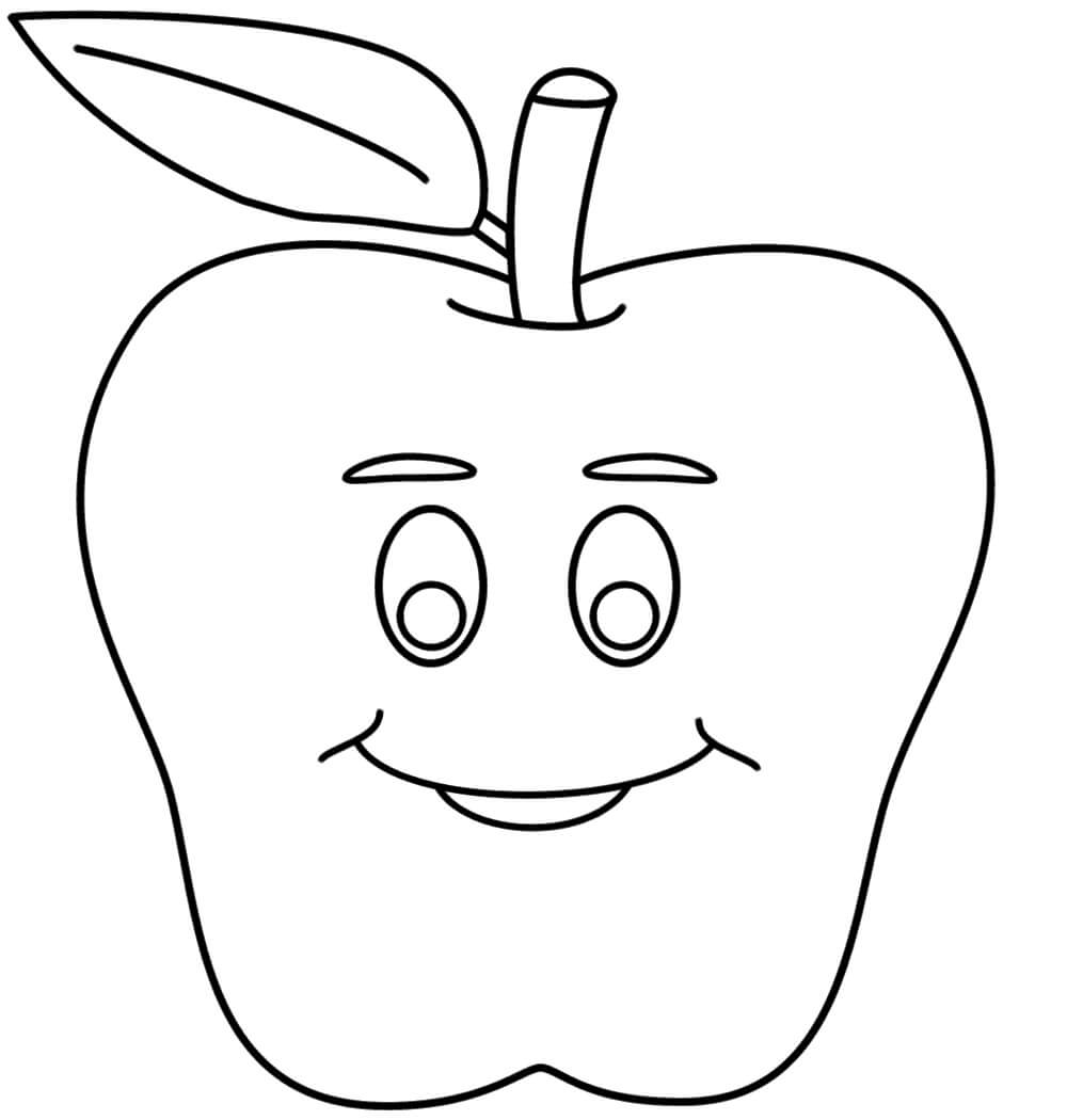 Dibujos de Cara Sonriente de Manzana para colorear