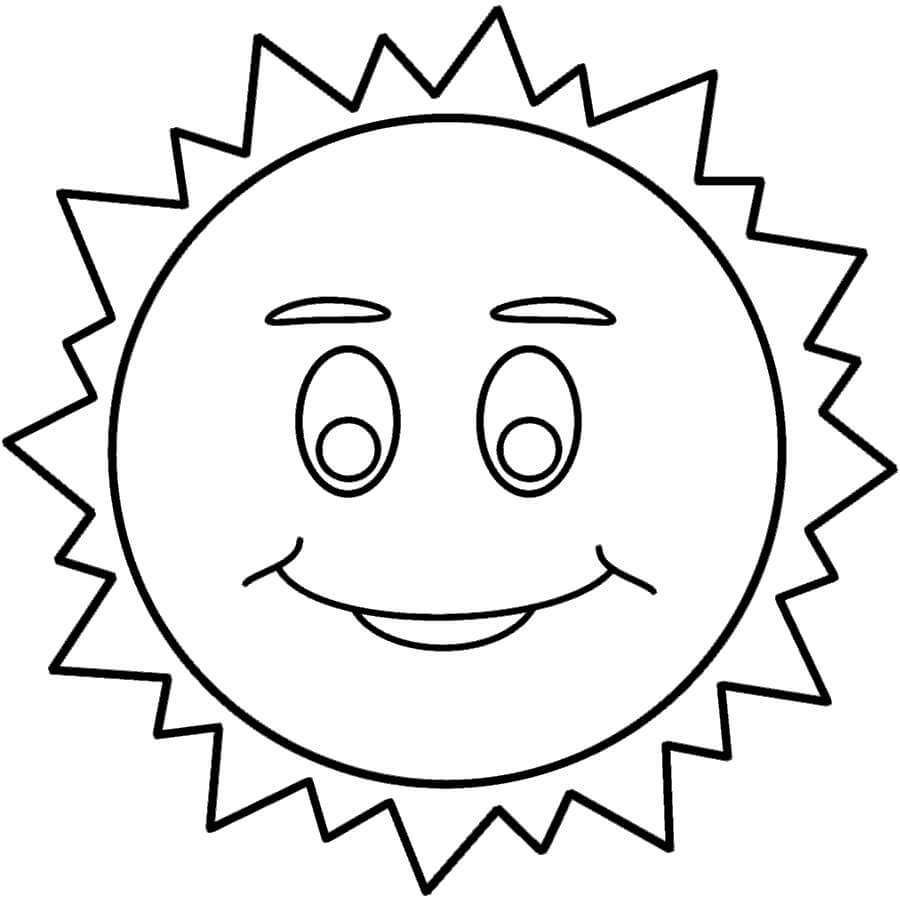 Dibujos de Cara Sonriente del Sol para colorear