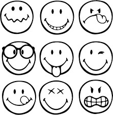 Dibujos de Cara Sonriente y Ocho Emoji para colorear