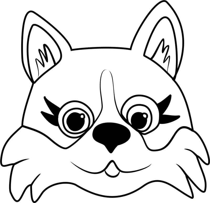 Dibujos de Cara de Cachorro Corgi para colorear