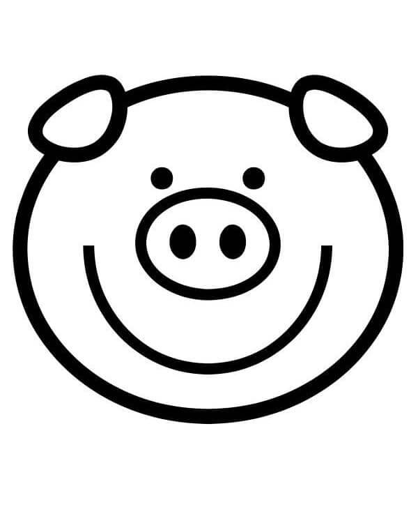 Dibujos de Cara de Cerdo Feliz para colorear