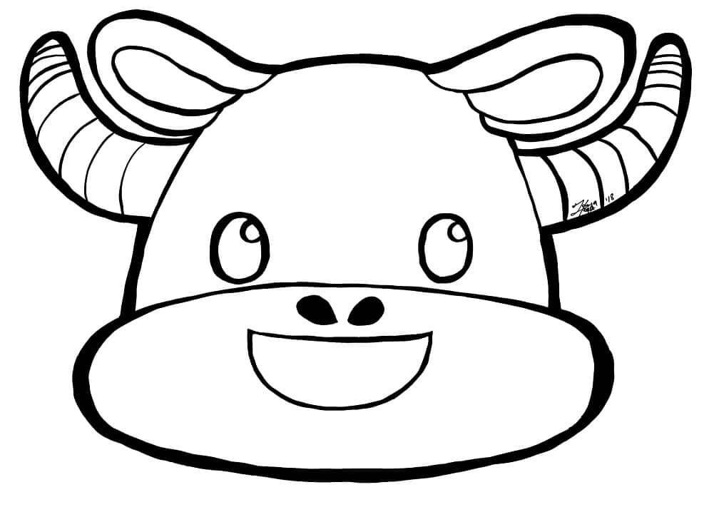 Dibujos de Cara de Vaca de Dibujos Animados para colorear