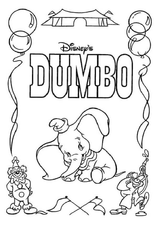 Dibujos de Cartel De Circo Con El Elefante Dumbo para colorear